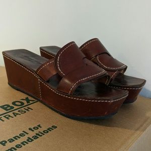 Brown Leather Wedges